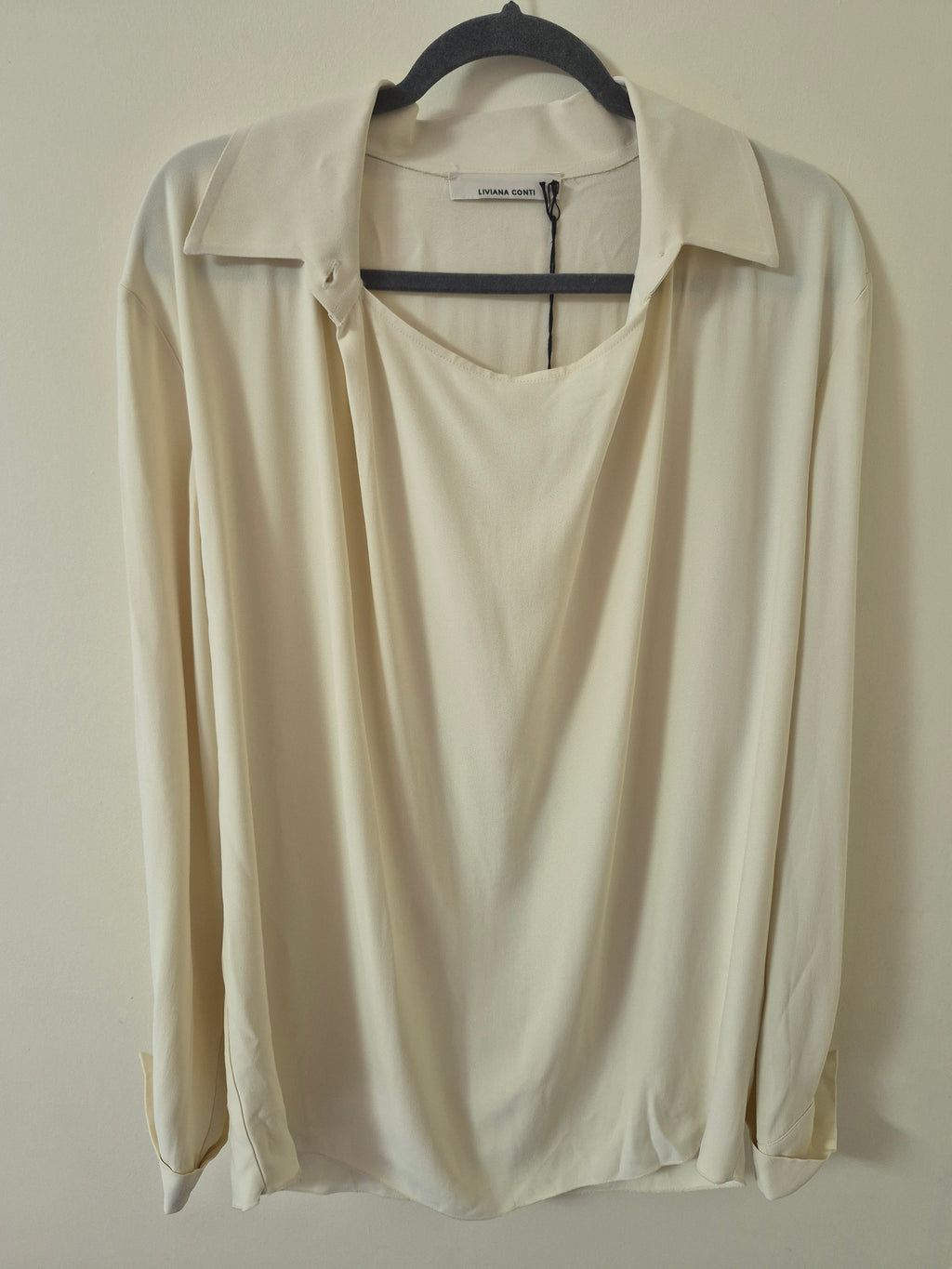 LIVIANA CONTI WOMENS CREAM LAYERED BLOUSE TOP IT 48 UK 16 BRAND NEW RRP £250