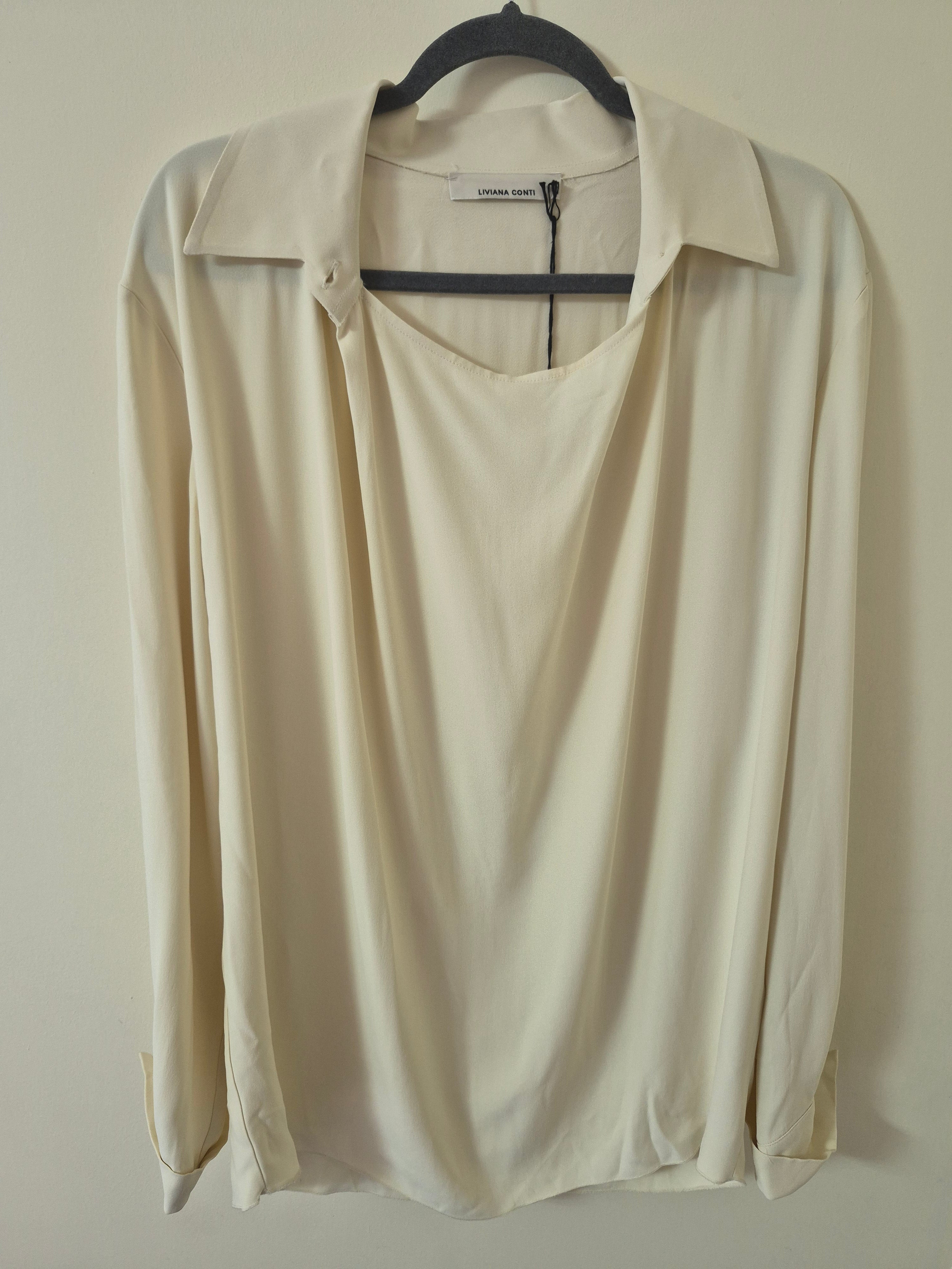 LIVIANA CONTI WOMENS CREAM LAYERED BLOUSE TOP IT 48 UK 16 BRAND NEW RRP £250