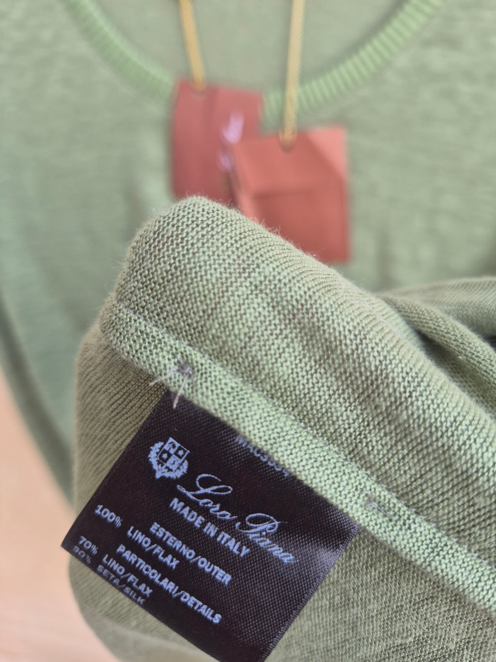 LORO PIANA WOMEN'S GREEN LINEN KNIT TOP SIZE IT 44 UK 12 NEW WITH TAGS RRP £535