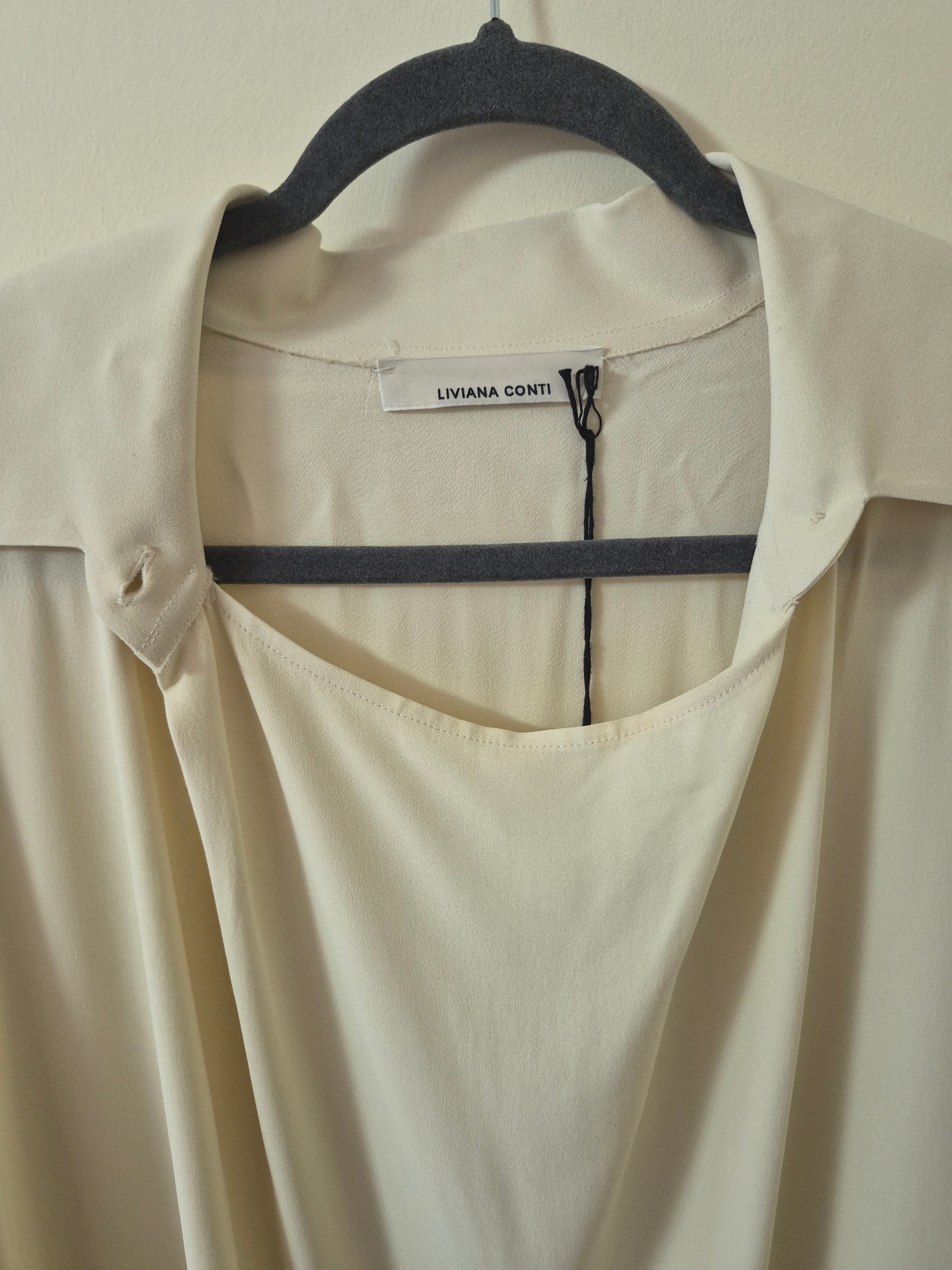 LIVIANA CONTI WOMENS CREAM LAYERED BLOUSE TOP IT 48 UK 16 BRAND NEW RRP £250