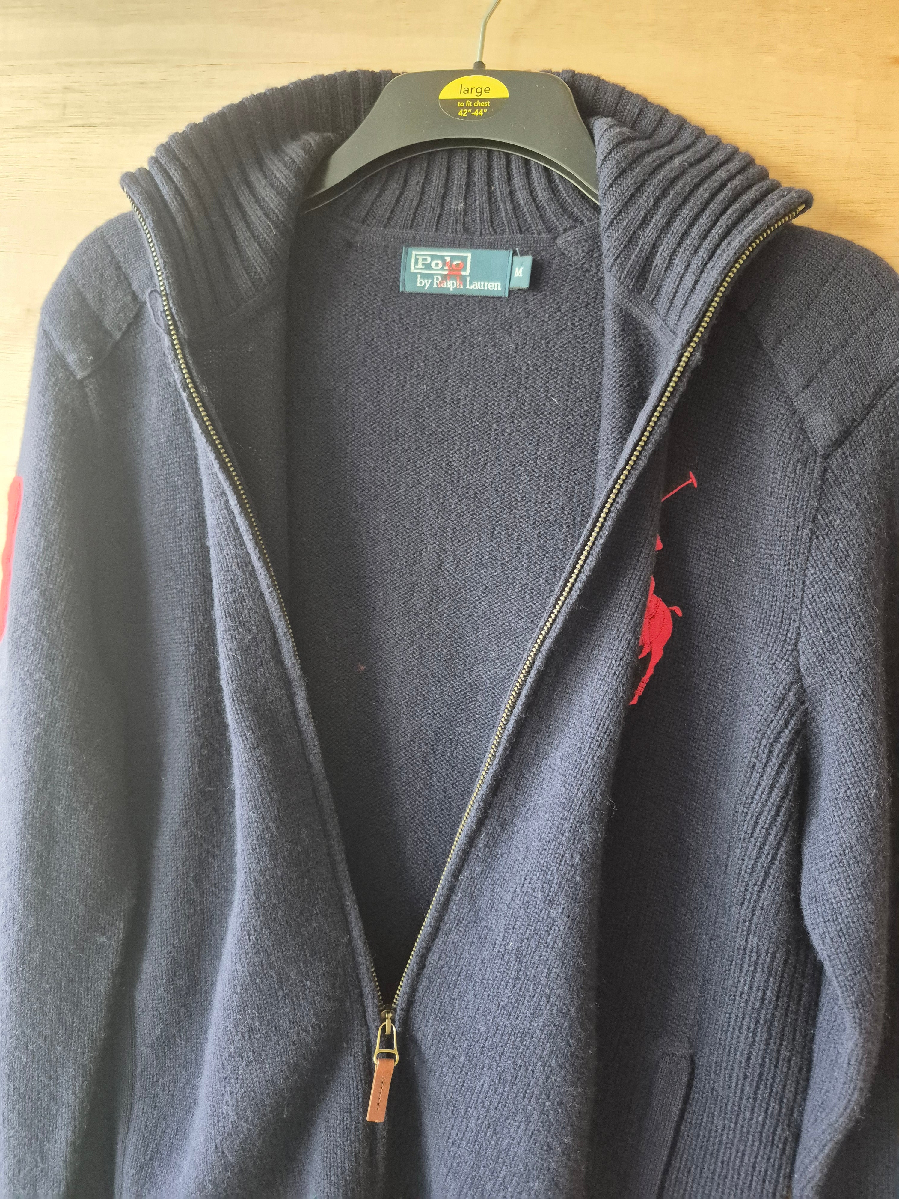 POLO RALPH LAUREN NAVY FULL ZIP WOOL SWEATER JACKET NEW NO TAGS MEDIUM 100% LAMBSWOOL RRP £299