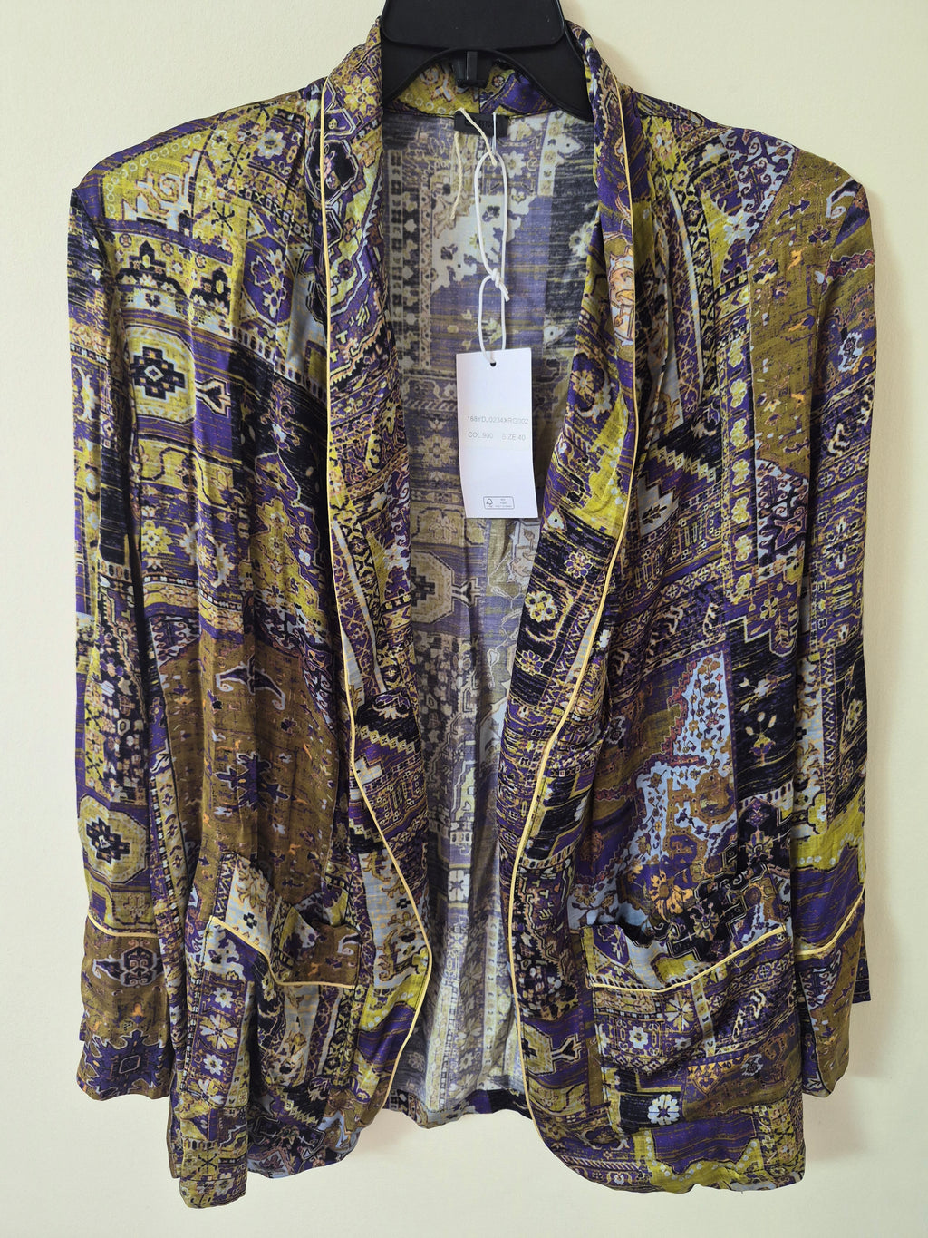 BYYDOX PRINTED OPEN FRONT BLAZER PURPLE MULTI WOMEN'S UK 12 BNWT RRP£120