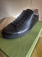 GUCCI ACE EMBOSSED GG TRAINERS BLACK UK 12.5 / EU 47 BRAND NEW WITH BOX RRP £780