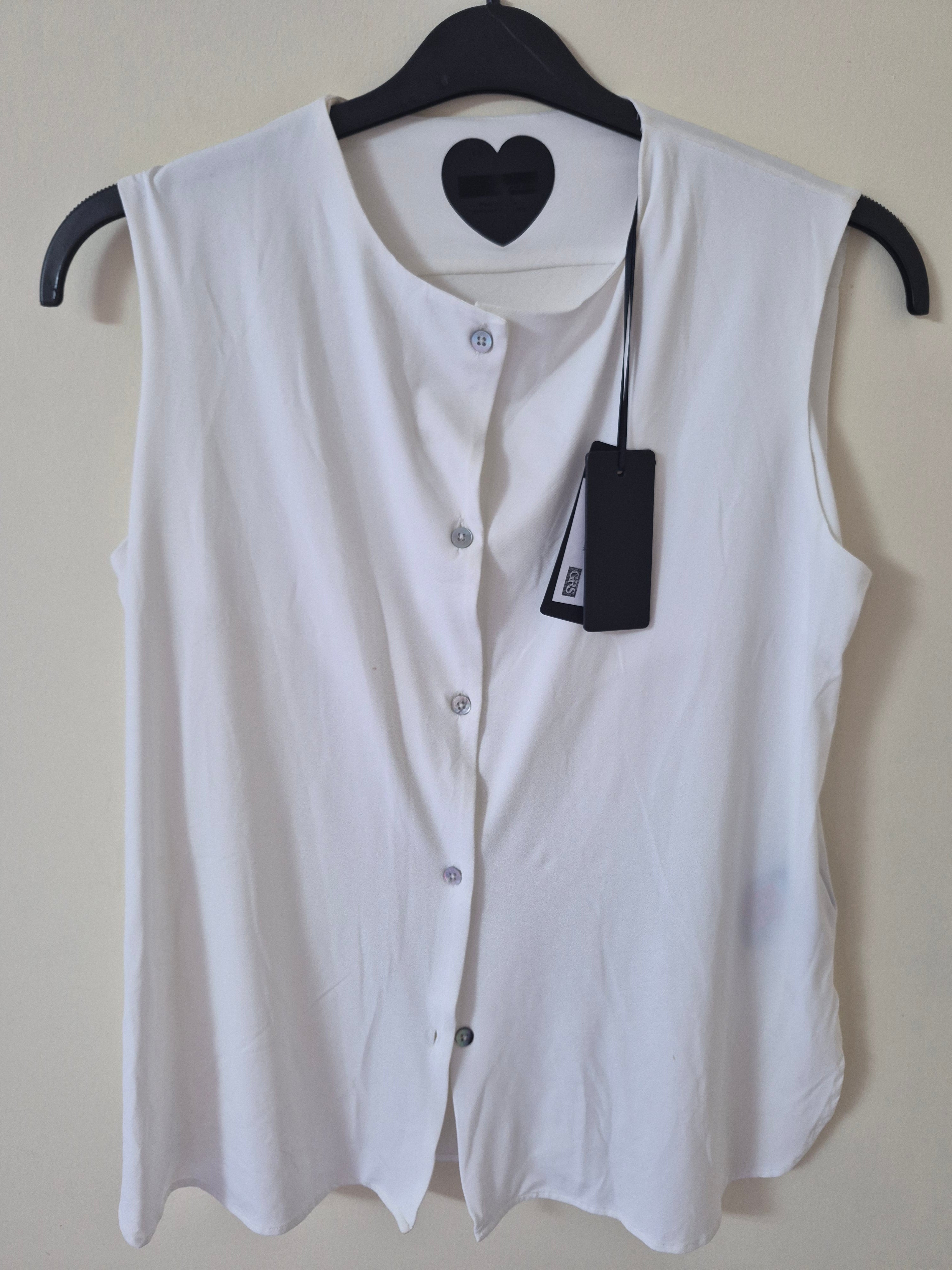 NEW RRD ROBERTO RICCI DESIGNS WOMEN’S SLEEVELESS OXFORD SHIRT WHITE UK 10 RRP£135