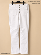 MAJE WHITE BUTTON FLY STRAIGHT LEG JEANS WOMEN'S FR42 UK14 BNWT DESIGNER DENIM £215 RRP