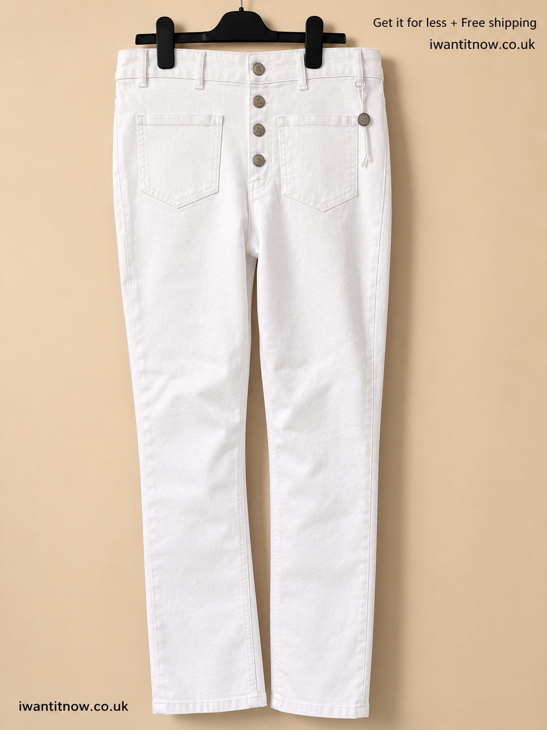 MAJE WHITE BUTTON FLY STRAIGHT LEG JEANS WOMEN'S FR42 UK14 BNWT DESIGNER DENIM £215 RRP