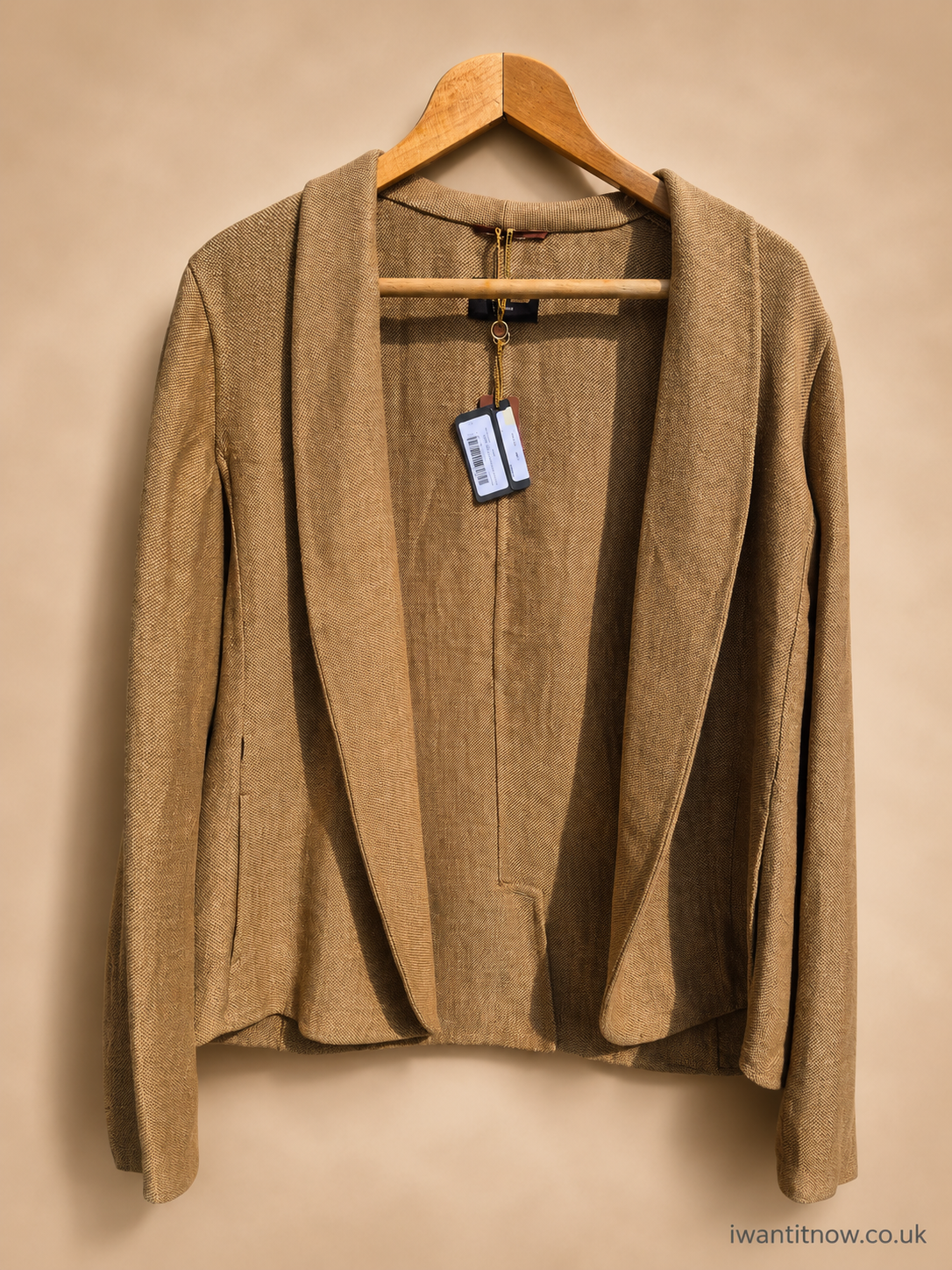 LORO PIANA WOMEN'S CASHMERE & COTTON OPEN FRONT KNIT BLAZER CAMEL UK 14 (IT 46) NEW WITH TAGS RRP £1,975