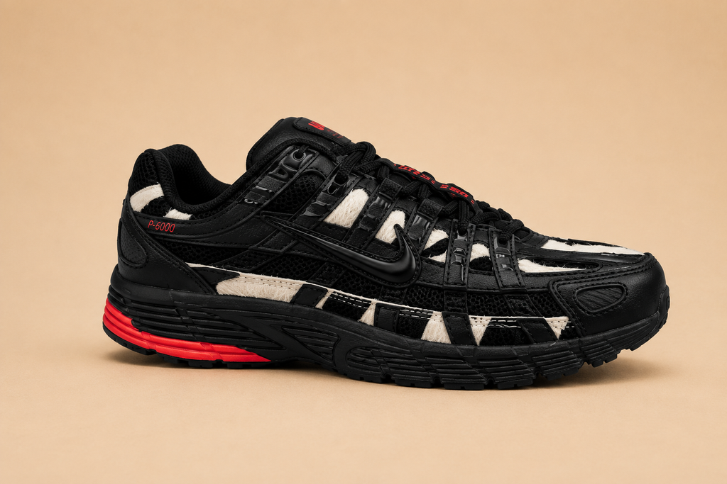 NIKE P-6000 PONY HAIR ZEBRA BLACK RED MEN'S UK 7 NEW BOXED RRP £124.99