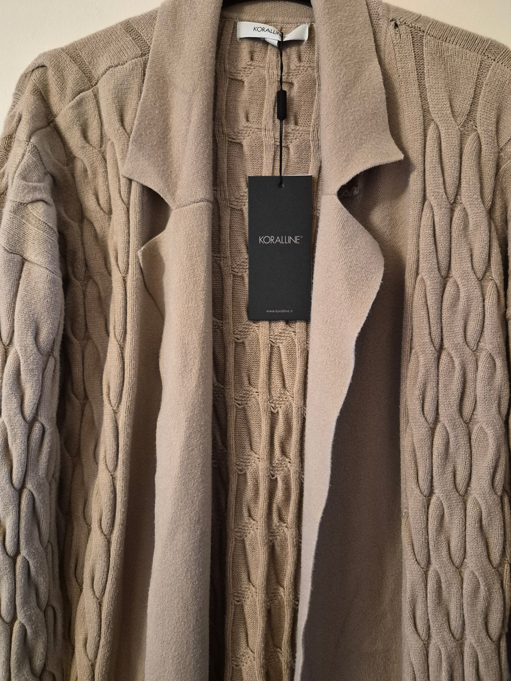 KORALLINE WOMEN'S BEIGE CABLE KNIT LONG CARDIGAN XS/S BNWT DESIGNER RRP £295