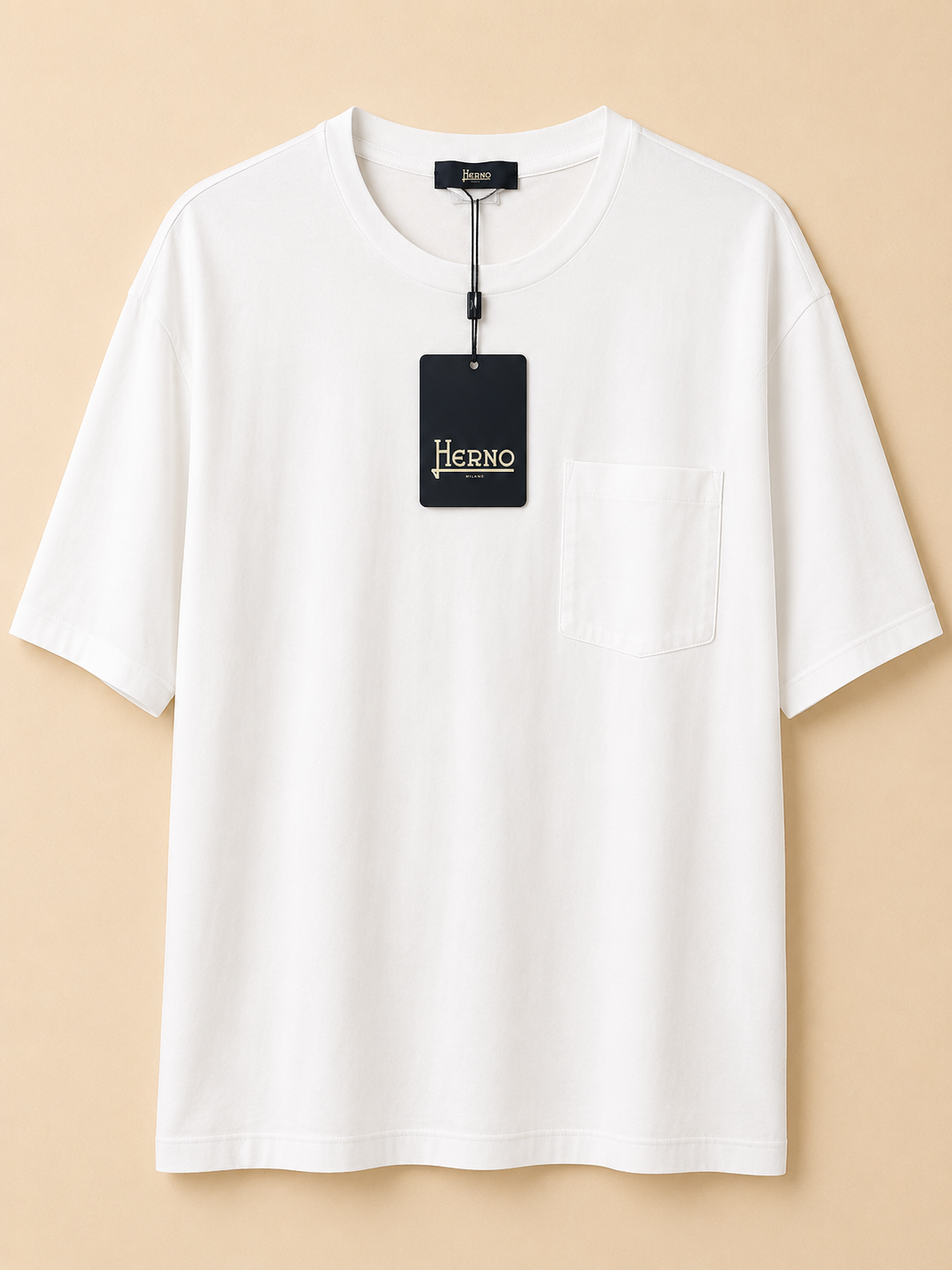 NEW HERNO MEN’S STRETCH COTTON POCKET T-SHIRT WHITE 2XL RRP£140