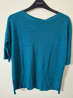 LORO PIANA BARCHETTA WAIKIKI KNIT TOP XS UK 6 TEAL BNWT RRP £995 MADE IN ITALY