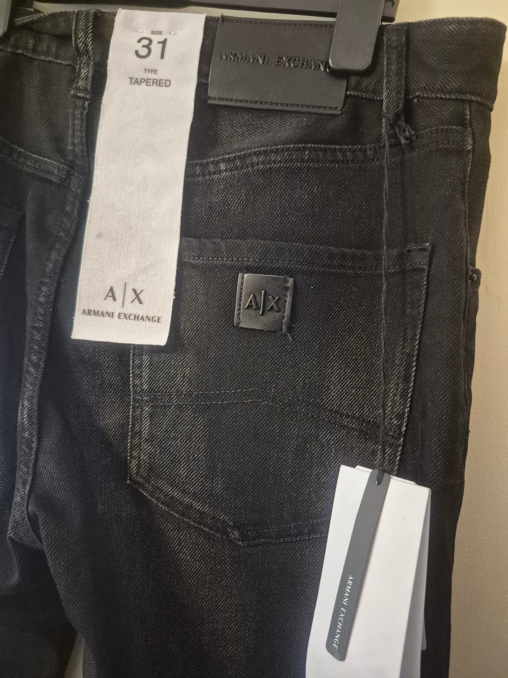 ARMANI EXCHANGE MEN'S BLACK TAPERED JEANS W31 BNWT DESIGNER DENIM RRP £120