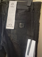 ARMANI EXCHANGE MEN'S BLACK TAPERED JEANS W31 BNWT DESIGNER DENIM RRP £120
