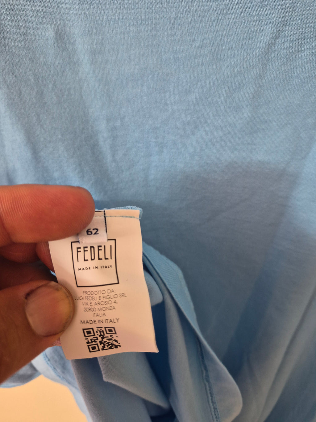 FEDELI MALIBU ORGANIC COTTON POCKET T-SHIRT DUST BLUE IT 62 UK 2XL/3XL BNWT RRP £175