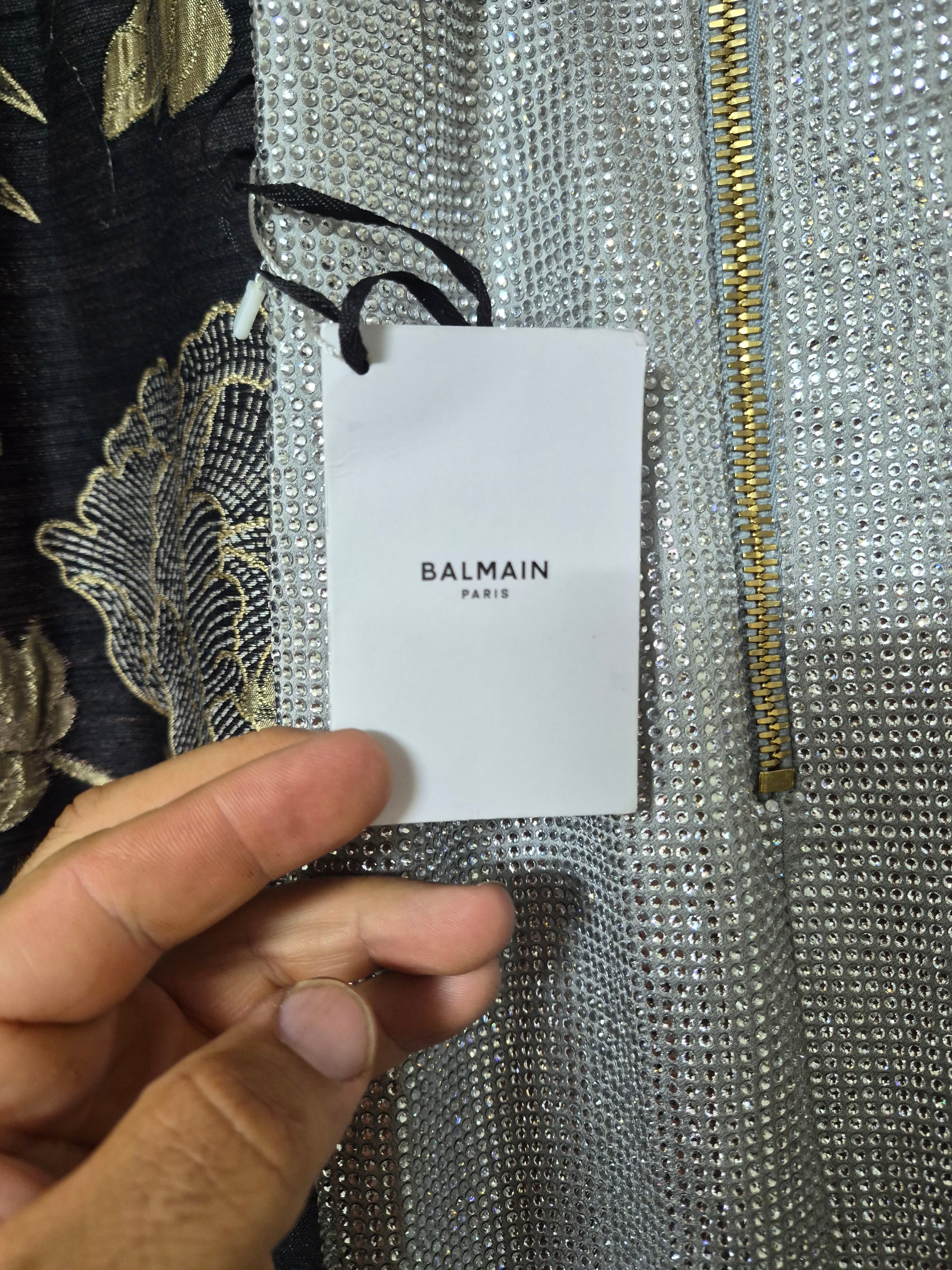 BALMAIN PARIS RHINESTONE EMBELLISHED MIDI SKIRT SILVER UK6 or UK8 NEW WITH TAGS RRP £2,950 - 100% AUTHENTIC