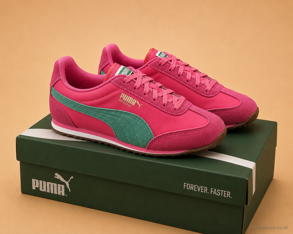 PUMA ARIZONA NYLON TRAINERS PINK GREEN WOMEN'S UK 4 BRAND NEW WITH BOX RRP £75