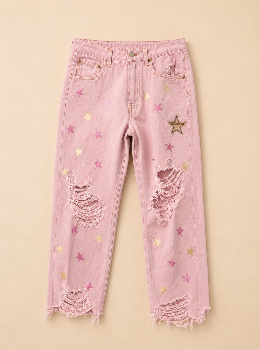 ROSSANO PERINI LIMITED EDITION STAR DISTRESSED BOYFRIEND JEANS UK 10 NEW WITH TAGS RRP £495