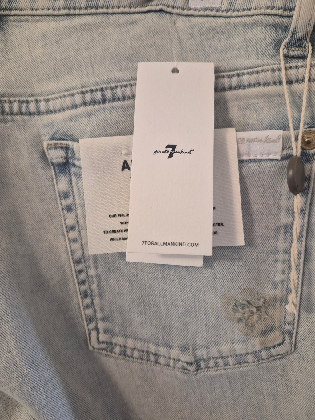 7 FOR ALL MANKIND ITALIAN WOMEN'S LIGHT WASH DISTRESSED JEANS UK 10 W29 RRP £240