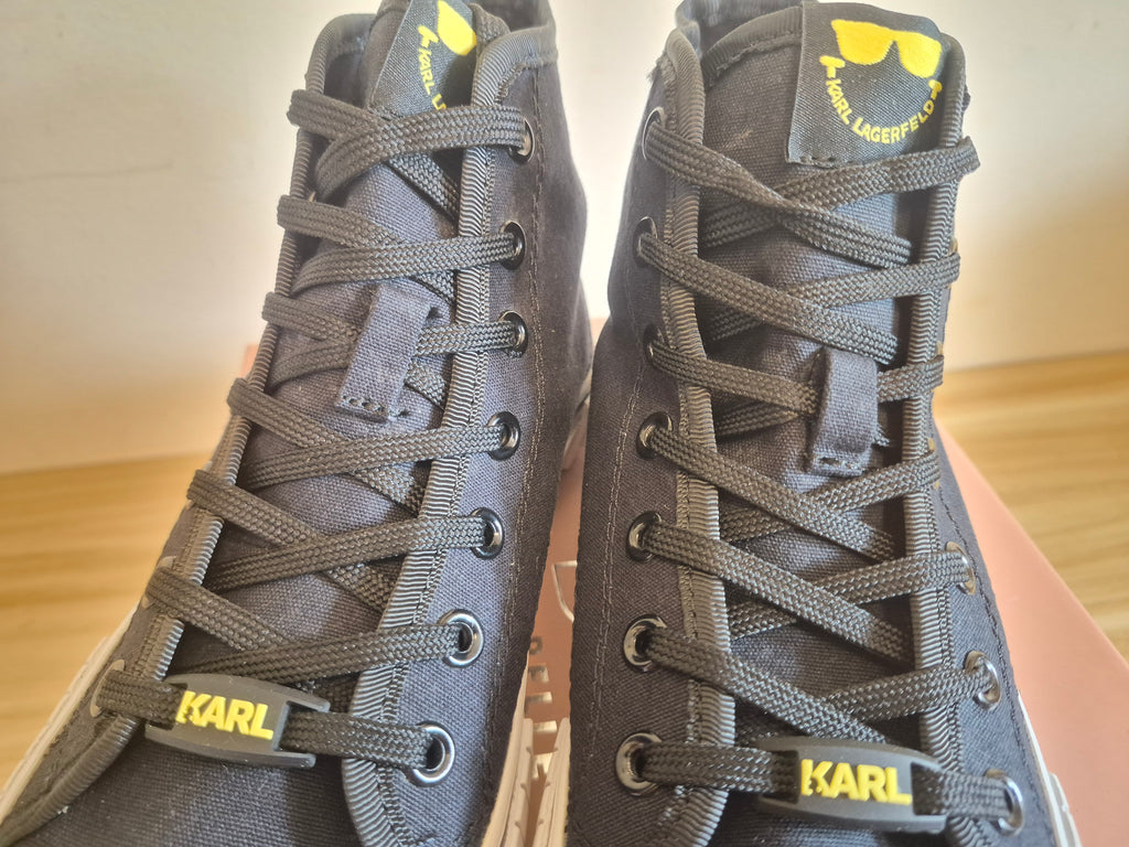 KARL LAGERFELD BLACK HIGH TOP CANVAS TRAINERS UK 6 WOMEN'S NEW NO BOX RRP £169