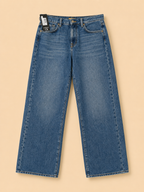 7 FOR ALL MANKIND TESS TROUSER WOMEN'S WIDE LEG JEANS W28 BLUE BNWT RRP €200