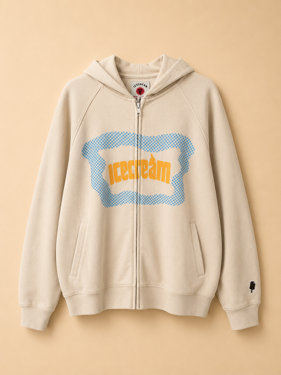 MENS ICECREAM BY BILLIONAIRE BOYS CLUB FULL ZIP HOODIE CREAM LARGE RRP £140