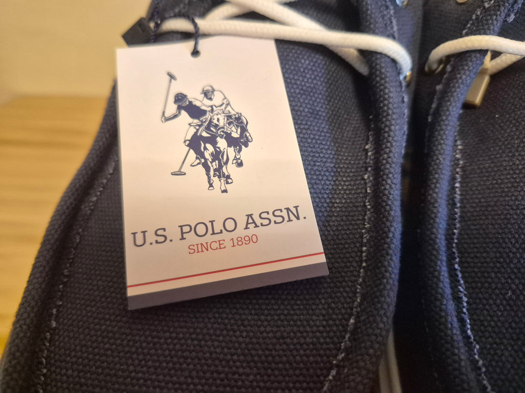 U.S. POLO ASSN. ATHOS MEN'S NAVY CANVAS CASUAL SHOES UK 10 EU 45 BRAND NEW FULL BOX RRP £70