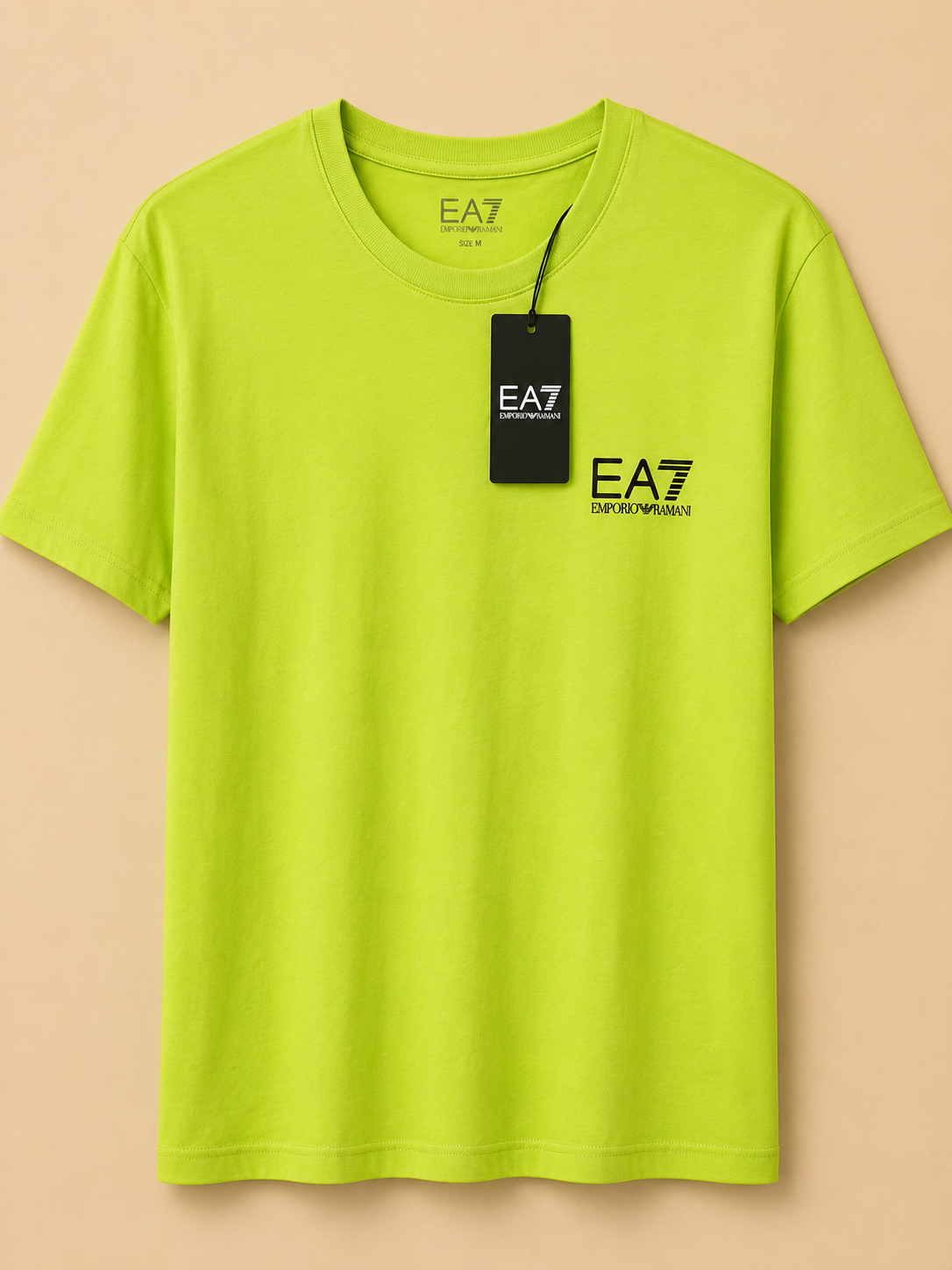 NEW EA7 EMPORIO ARMANI MEN’S LOGO T-SHIRT ACID LIME LARGE RRP£65