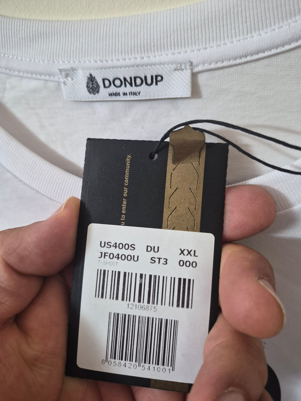 DONDUP MENS WHITE LOGO GRAPHIC T SHIRT SIZE XXL BRAND NEW MADE IN ITALY RRP £150