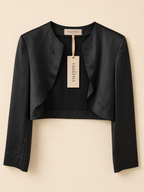 NEW RINASCIMENTO WOMEN’S SATIN CROPPED BOLERO JACKET BLACK XL RRP£70