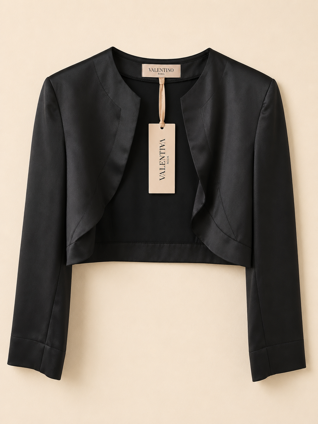 NEW RINASCIMENTO WOMEN’S SATIN CROPPED BOLERO JACKET BLACK XL RRP£70