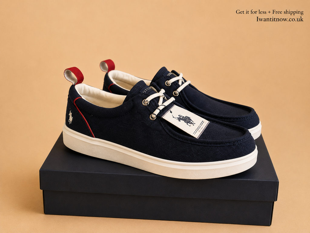 U.S. POLO ASSN. ATHOS MEN'S NAVY CANVAS CASUAL SHOES UK 10 EU 45 BRAND NEW FULL BOX RRP £70
