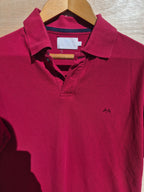 THOMAS BURBERRY MEN'S BURGUNDY COTTON POLO SHIRT SIZE 2XL EMBROIDERED LOGO (SMALL HOLE)