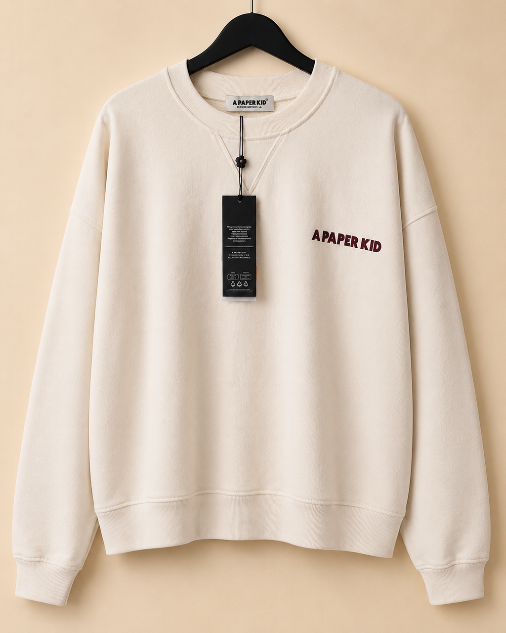 A PAPER KID OVERSIZED LOGO CREWNECK SWEATSHIRT CREAM - MENS SMALL OR WOMANS 10/12 RRP:£160