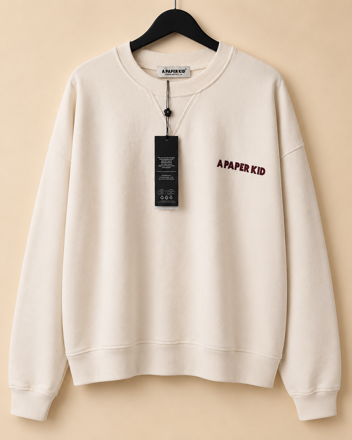 A PAPER KID OVERSIZED LOGO CREWNECK SWEATSHIRT CREAM - MENS SMALL OR WOMANS 10/12 RRP:£160