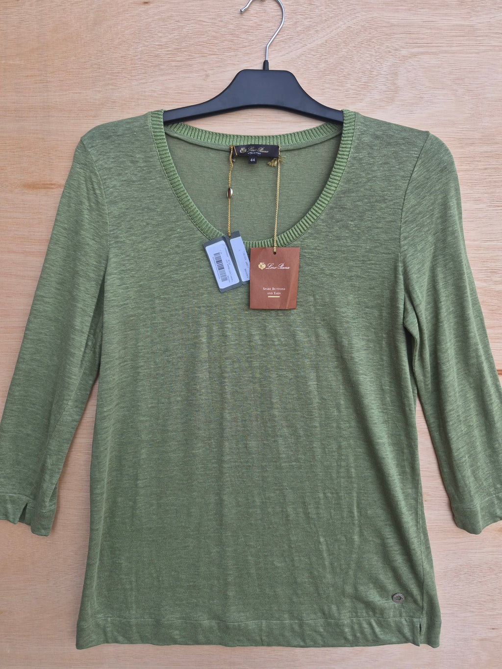 LORO PIANA WOMEN'S GREEN LINEN KNIT TOP SIZE IT 44 UK 12 NEW WITH TAGS RRP £535