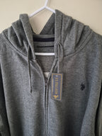 U.S. POLO ASSN. MEN'S GREY FULL ZIP HOODIE 3XL NEW WITH TAGS COTTON BLEND SWEATSHIRT