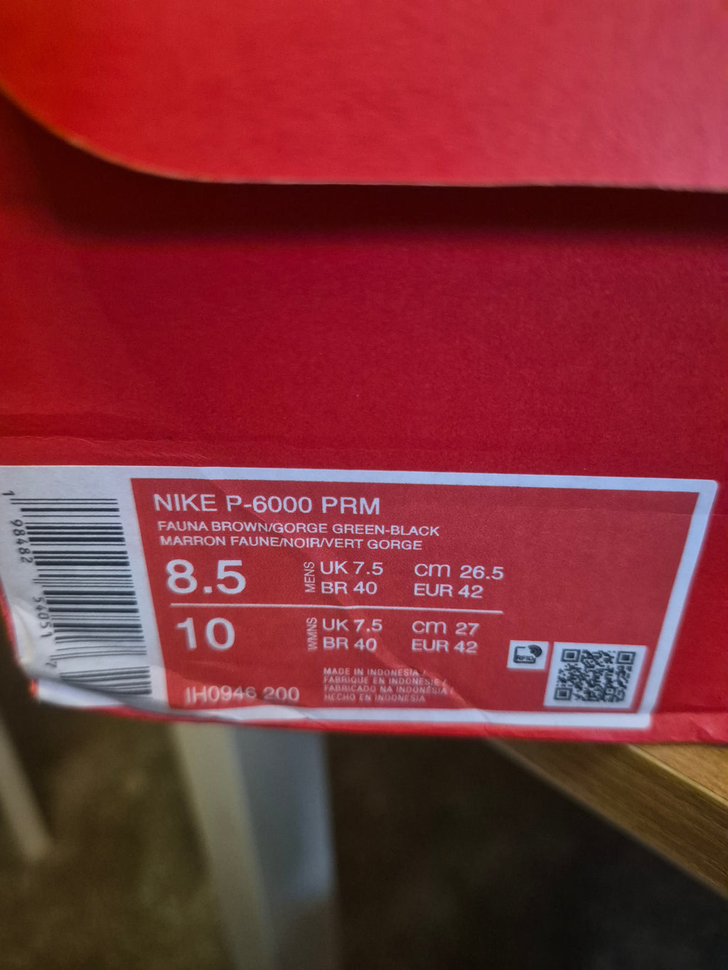 NIKE P-6000 PRM FAUNA BROWN GORGE GREEN BLACK UK 7.5 MEN'S OR WOMEN'S NEW FULL BOX RRP £109.99