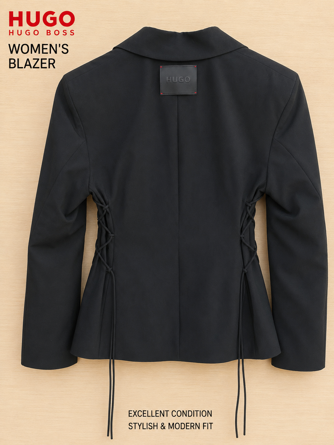 HUGO BOSS HUGO ALMERE WOMEN'S BLAZER BLACK UK 6 BRAND NEW WITH TAGS RRP £299