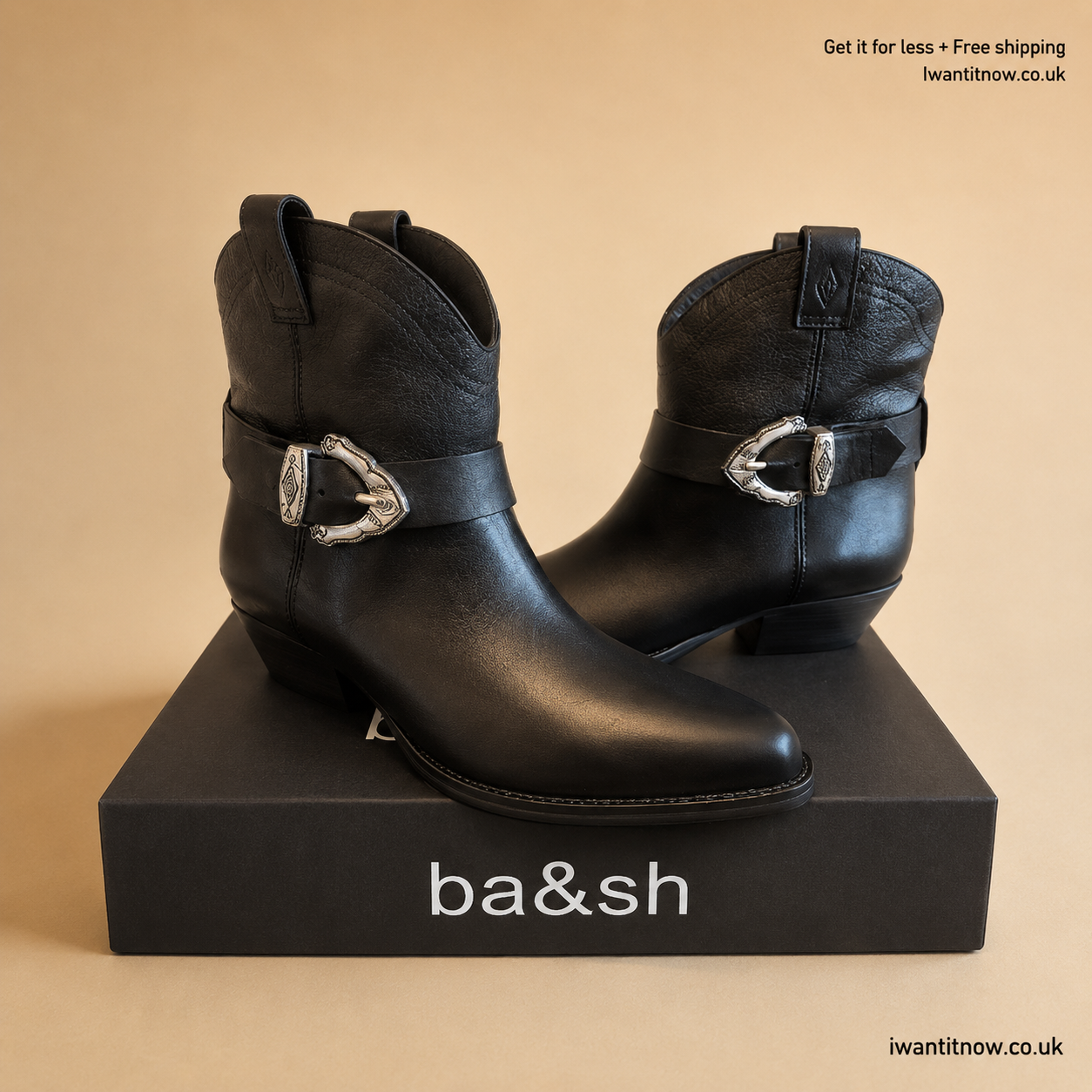 BA&SH COOPER BLACK LEATHER ANKLE BOOTS UK 4 EU 37 WOMEN'S NEW WITH BOX RRP £295