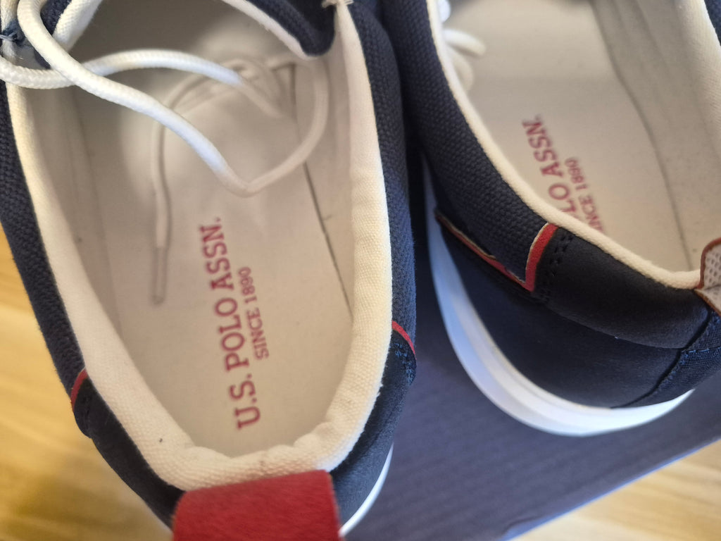 U.S. POLO ASSN. ATHOS MEN'S NAVY CANVAS CASUAL SHOES UK 10 EU 45 BRAND NEW FULL BOX RRP £70