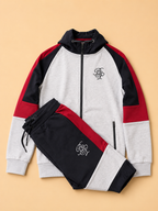BRAVE SOUL MEN'S FULL ZIP TRACKSUIT GREY/BLACK/RED SIZE S / M / L NEW RRP £79.99 - TOP AND BOTTOMS.