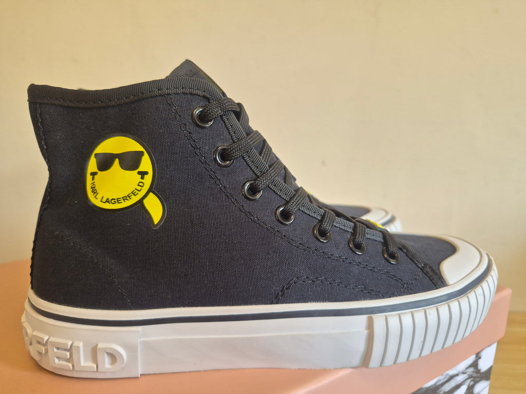 KARL LAGERFELD BLACK HIGH TOP CANVAS TRAINERS UK 6 WOMEN'S NEW NO BOX RRP £169