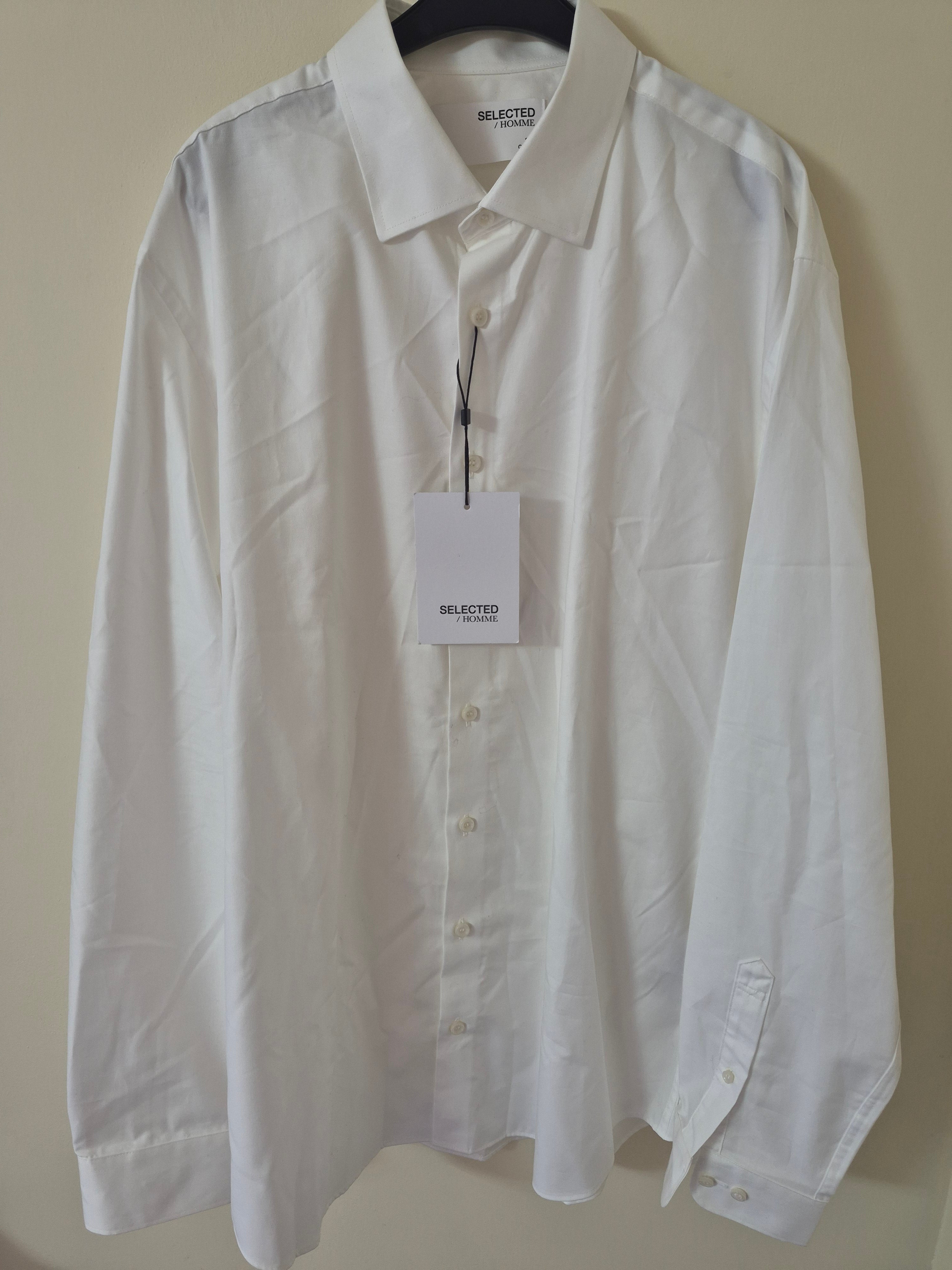 NEW SELECTED HOMME MEN’S SLIM ETHAN FORMAL SHIRT 17.5 NECK SIZE XL WHITE