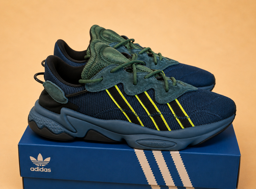 ADIDAS OZWEEGO TRAINERS NAVY GREEN MEN'S UK 11 USED GRADE B NO BOX RRP £110