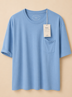 FEDELI MALIBU ORGANIC COTTON POCKET T-SHIRT DUST BLUE IT 62 UK 2XL/3XL BNWT RRP £175