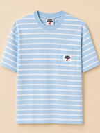 NEW NO TAGS UNLIKE HUMANS WELLS STRIPE POCKET T-SHIRT BLUE MEDIUM RRP£35