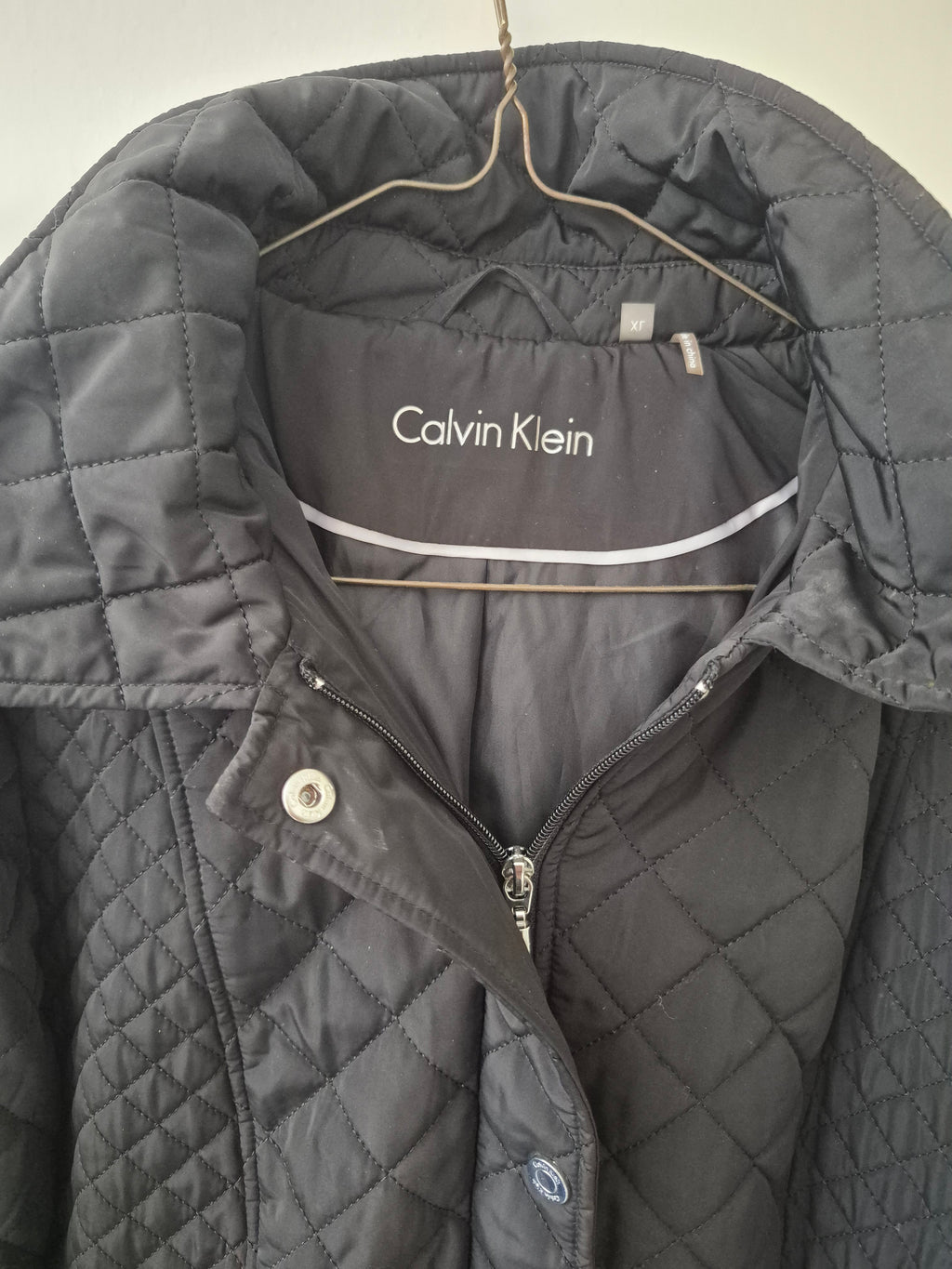 CALVIN KLEIN WOMEN'S BLACK QUILTED HOODED JACKET SIZE XL LIGHTWEIGHT COAT VERY GOOD CONDITION