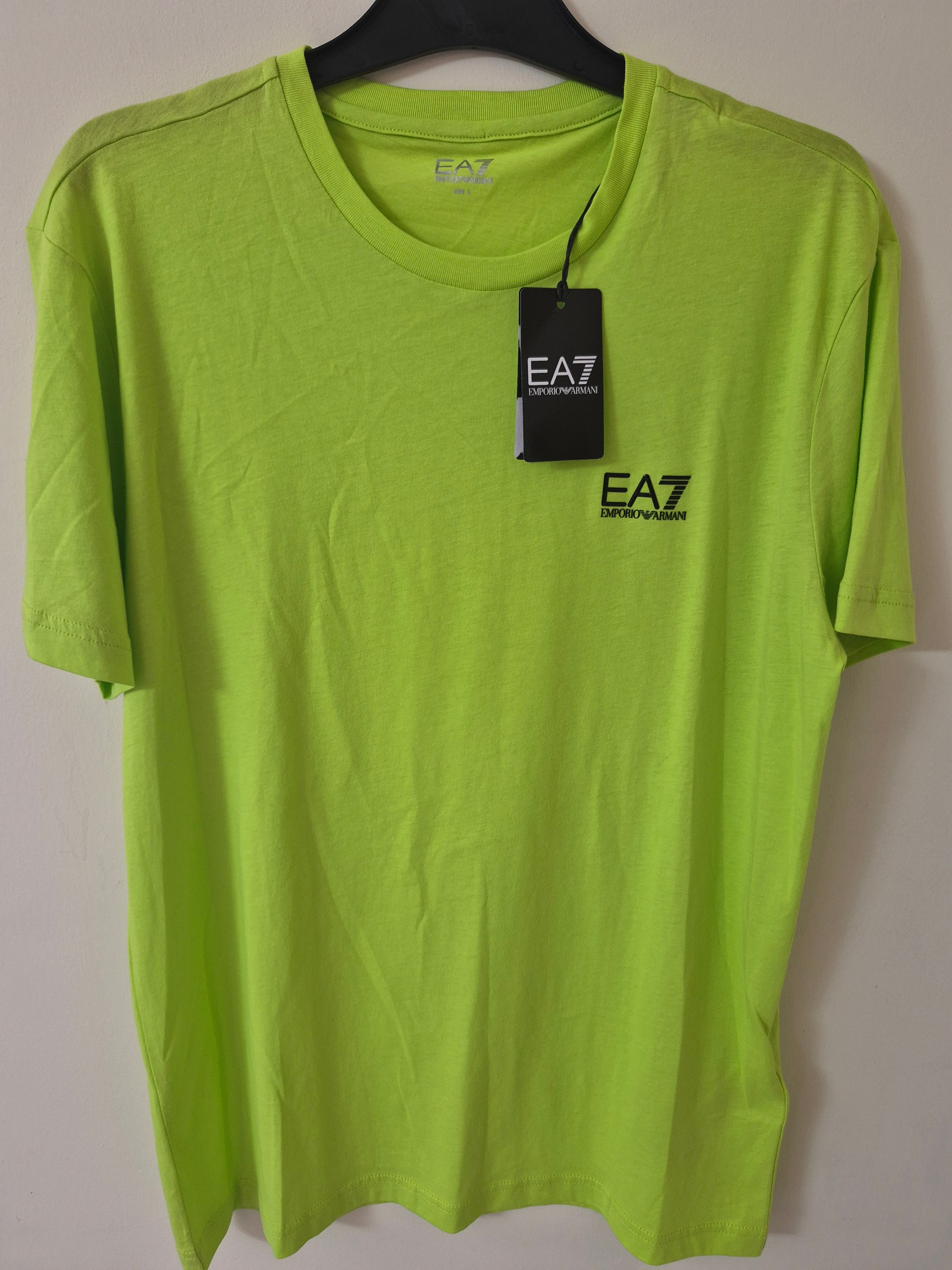 NEW EA7 EMPORIO ARMANI MEN’S LOGO T-SHIRT ACID LIME LARGE RRP£65