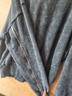 DROP DEAD MEN'S GREY ACID WASH DISTRESSED ZIP SLEEVE HOODIE XL NEW NO TAGS