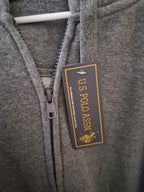 U.S. POLO ASSN. MEN'S GREY FULL ZIP HOODIE 3XL NEW WITH TAGS COTTON BLEND SWEATSHIRT
